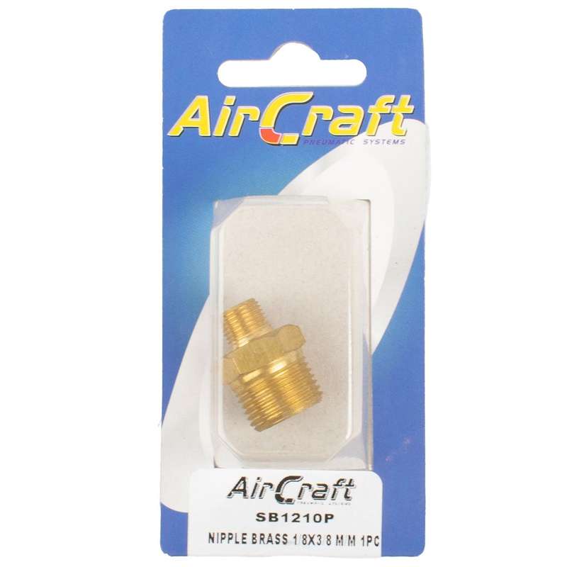 Nipple Brass 1/8 X3/8 M/M 1 Pc Pack