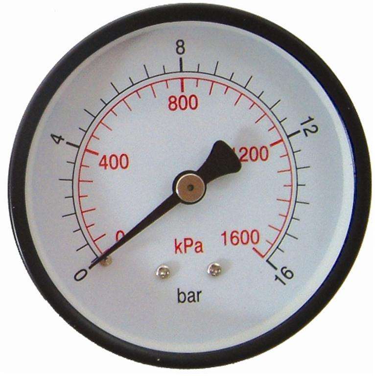 Press. Gauge 63 Mm Rear Fit 1/4'0 16 Bar 0 1600 Kpa
