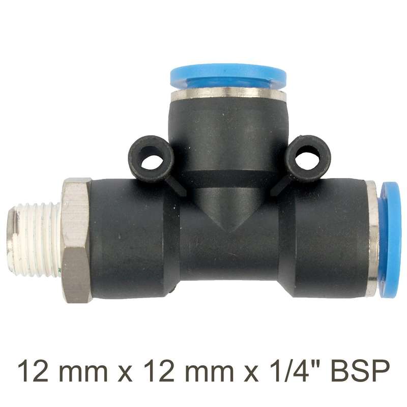 Pu Hose Fitting Tee 12 Mm X 12 Mm X 1/4'm