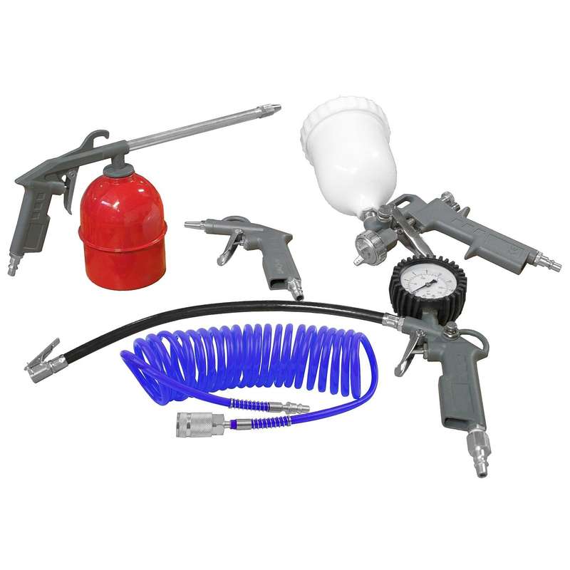 Five Pce Kit G Feed Sp Gun Air Dust Par Washer Tyre Inf & Spir Hose