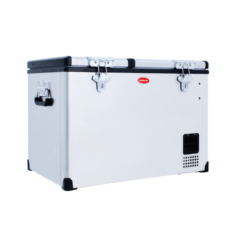 SnoMaster - 66L Low Profile Dual Compartment Portable Fridge/Freezer AC/DC - Stainless Steel (SMD...