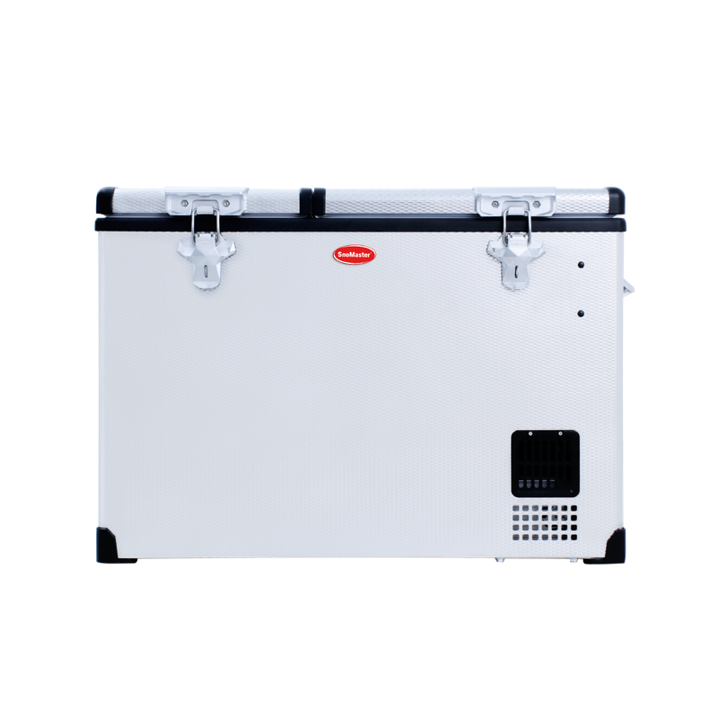 SnoMaster - 66L Low Profile Dual Compartment Portable Fridge/Freezer AC/DC - Stainless Steel (SMD...