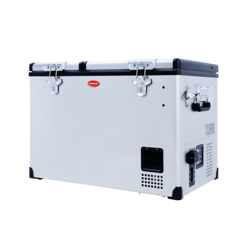 SnoMaster - 66L Low Profile Dual Compartment Portable Fridge/Freezer AC/DC - Stainless Steel (SMD...