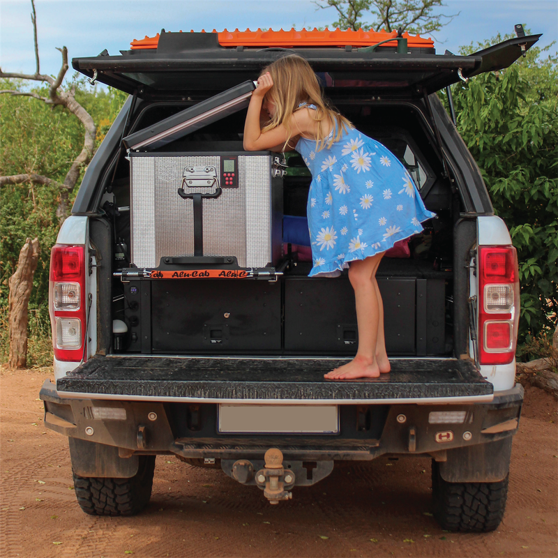 SnoMaster - 66L Low Profile Dual Compartment Portable Fridge/Freezer AC/DC - Stainless Steel (SMD...