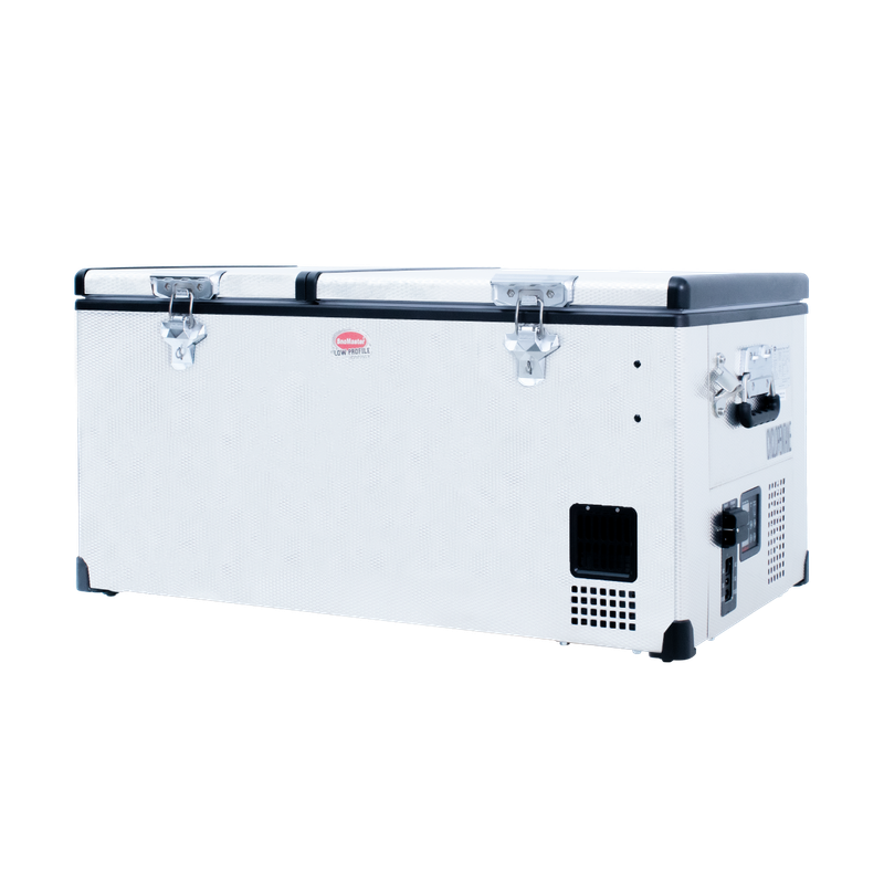 SnoMaster - 92.5L Low Profile Dual Compartment Portable Fridge/Freezer AC/DC - Stainless Steel (S...