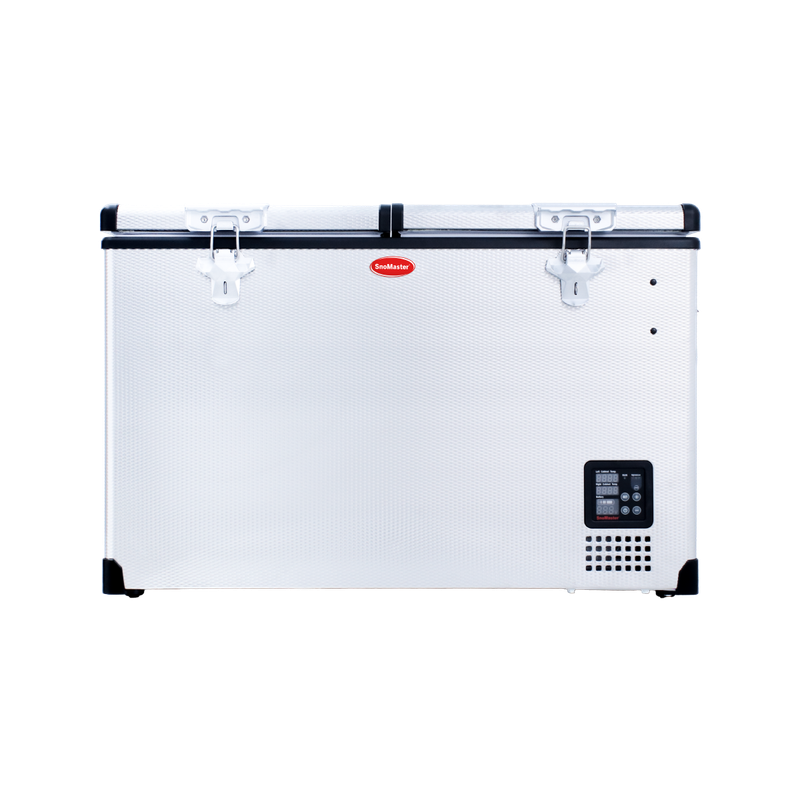 SnoMaster - 81.5L Dual Compartment Portable Fridge/Freezer AC/DC - Stainless Steel (SMDZ-TR82D)