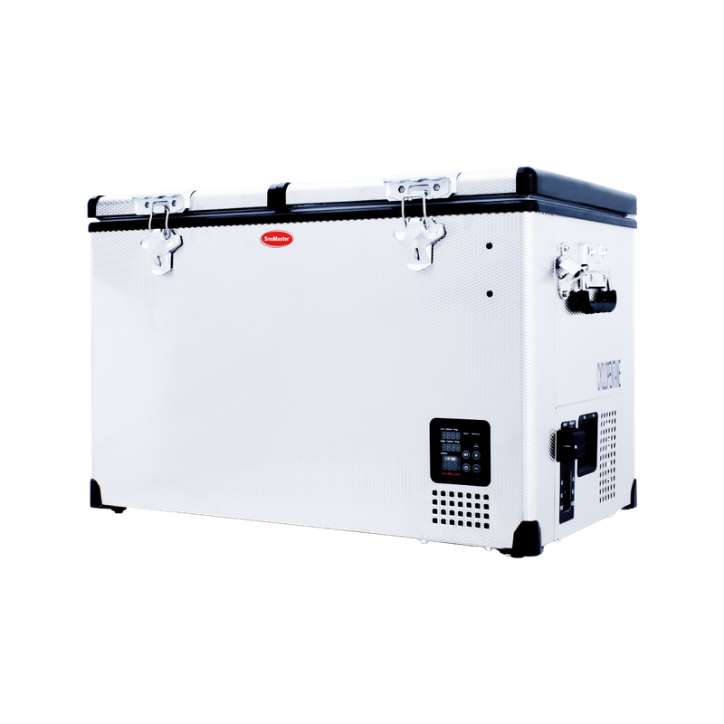 SnoMaster - 81.5L Dual Compartment Portable Fridge/Freezer AC/DC - Stainless Steel (SMDZ-TR82D)