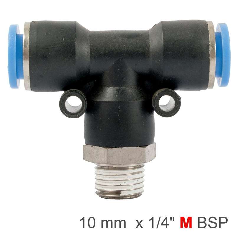 Pu Hose Fitting Tee 10 Mm 1/4 M