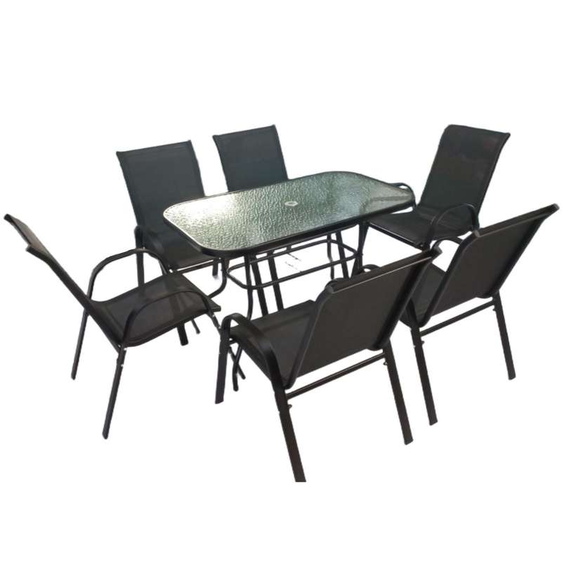 Seagull 7 Piece Steel Patio SetConsists Of: 6 X Steel Patio Chairs (Spf Kdc 6) + 1 X 150cm Steel...
