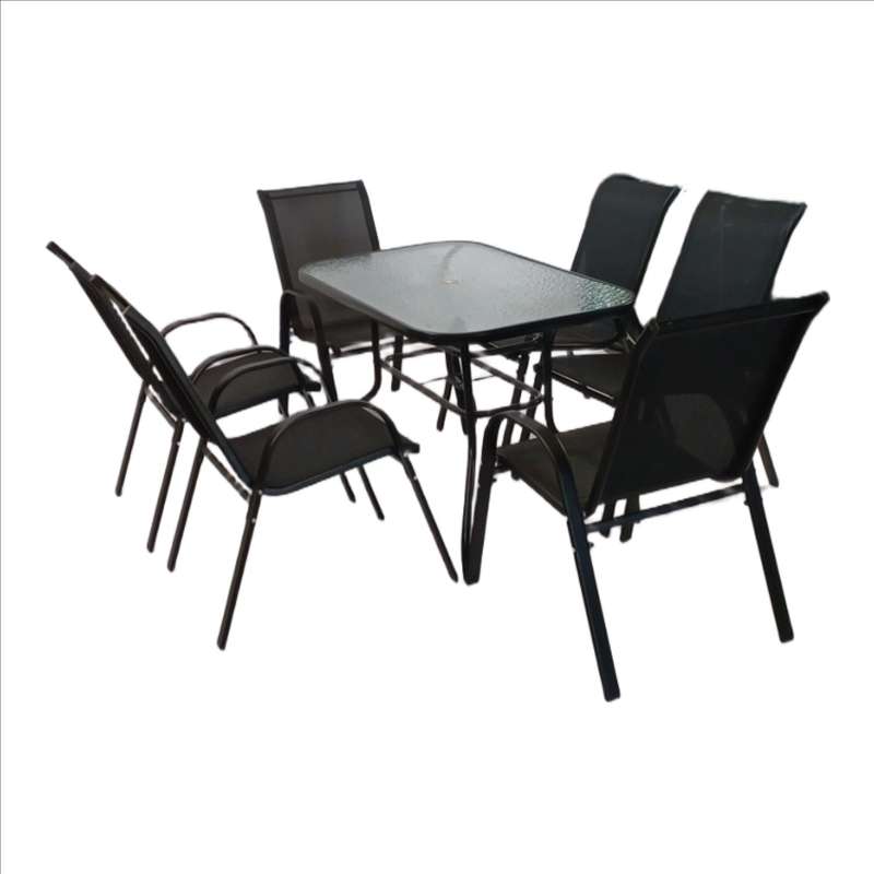 Seagull 7 Piece Steel Patio SetConsists Of: 6 X Steel Patio Chairs (Spf Kdc 6) + 1 X 150cm Steel...