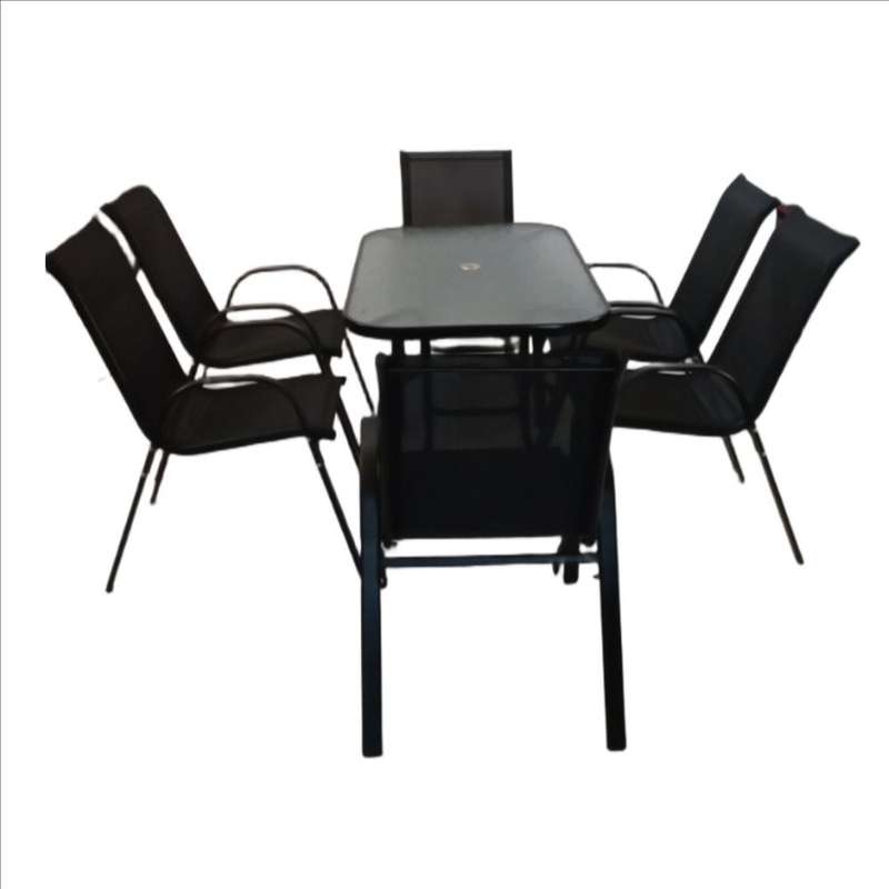 Seagull 7 Piece Steel Patio SetConsists Of: 6 X Steel Patio Chairs (Spf Kdc 6) + 1 X 150cm Steel...