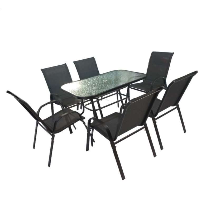 Seagull 7 Piece Steel Patio SetConsists Of: 6 X Steel Patio Chairs (Spf Kdc 6) + 1 X 150cm Steel...