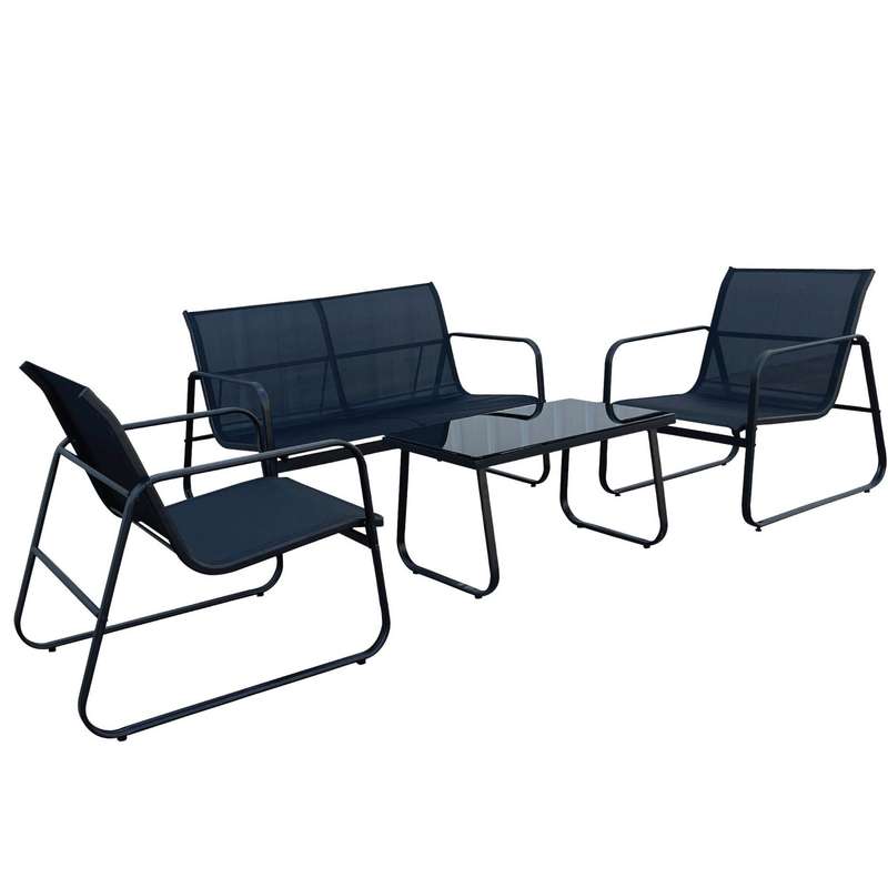 Seagull Conversation 2 Textilene Patio Set 4 PcsSingle Chair: 61x79x75cmDouble Chair: 114.5x79x...