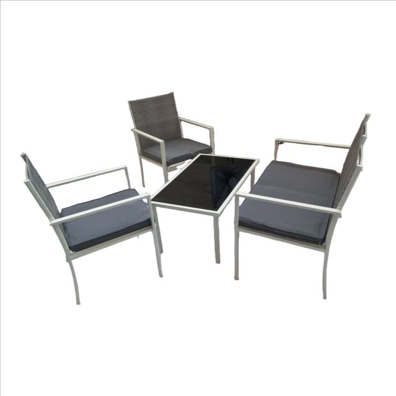 Seagull Palermo Rattan 4 Pc Patio Set WhiteSingle Chair: 55.5 X66.5 X85 CmDouble Chair: 102 X66...