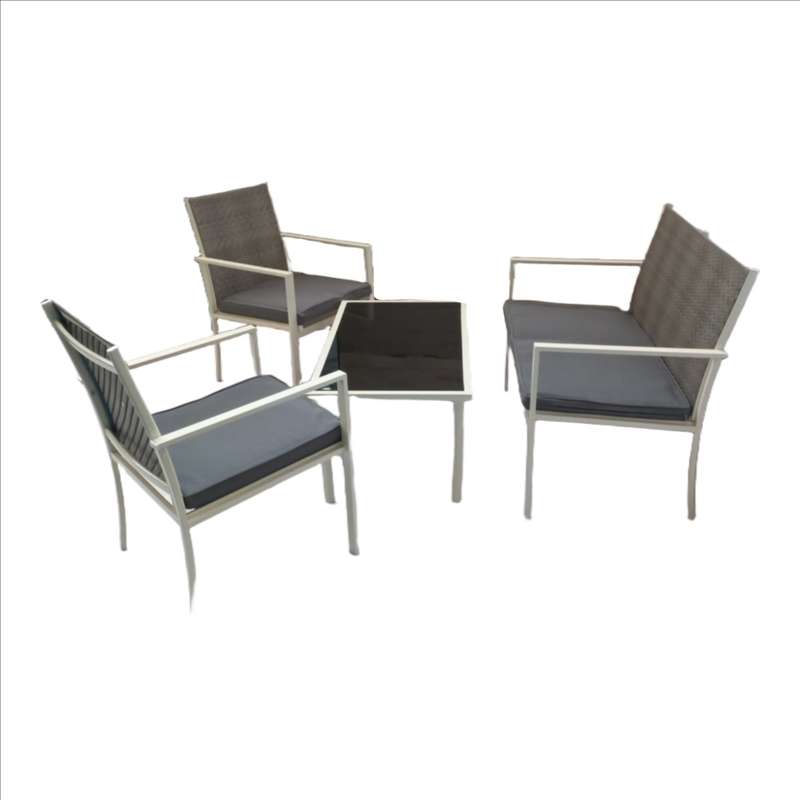 Seagull Palermo Rattan 4 Pc Patio Set WhiteSingle Chair: 55.5 X66.5 X85 CmDouble Chair: 102 X66...