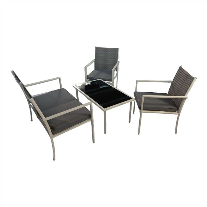 Seagull Palermo Rattan 4 Pc Patio Set WhiteSingle Chair: 55.5 X66.5 X85 CmDouble Chair: 102 X66...
