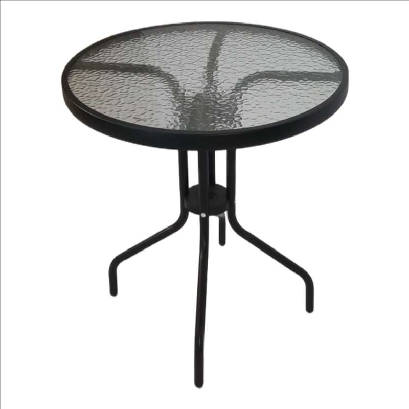 Seagull Table 80 Cm Size:D80*H70 Cm,Steel 25*0.8 Mm, 5 Mm Tempered Glass Top Colour: Graphite