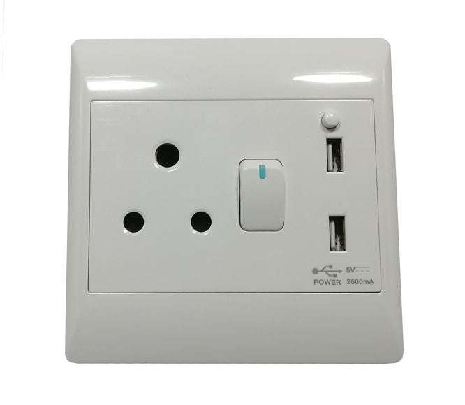 Flush Mount Wall Socket 16 A 4x4 + 2x Usb Sti 1077