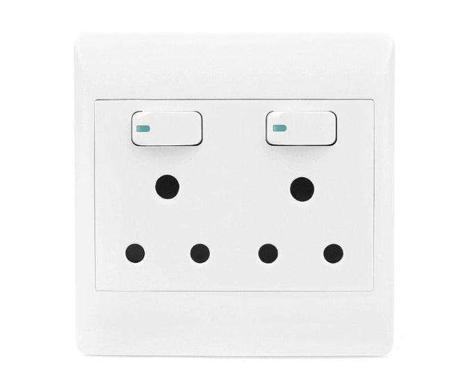 4x4 Dual Mains 16 A Wall Socket Flush Mnt White With Switch Sti 1080