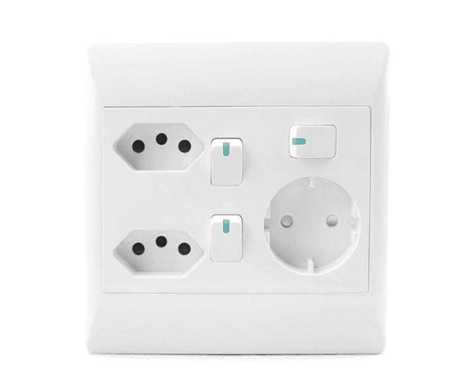 Wall Socket 3 L + 2 Euro + 1 Schuko 4x4 Sti 1088