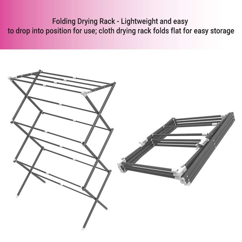 3 Tier Clothes Drying Stand Foldable, Extendable 7.5 M Capacity