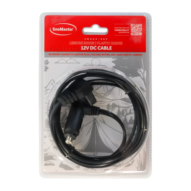 SnoMaster - Leisure Series (Plastic Range) 12V DC Cable with 90 Degree Cigarette Lighter Plug (SM...