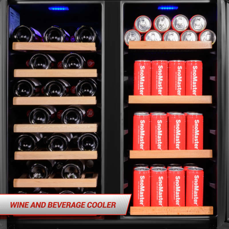 SnoMaster - 34 Bottle + 95L Pro Series Double Door Wine/Beverage Cooler - Black (VT-19DPRO(BLACK))
