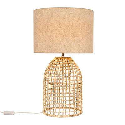 Zanie Nal Table Lamp Nature Woven Rattan With Fabric Shade