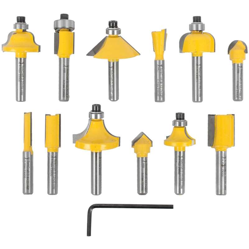 Router Bit Set 12 Pc 1/4' Straight & Profile