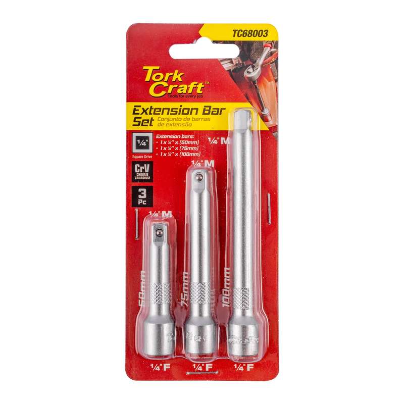 Extention Bar 3 Pc Set 1/4' 50/75/100 Mm