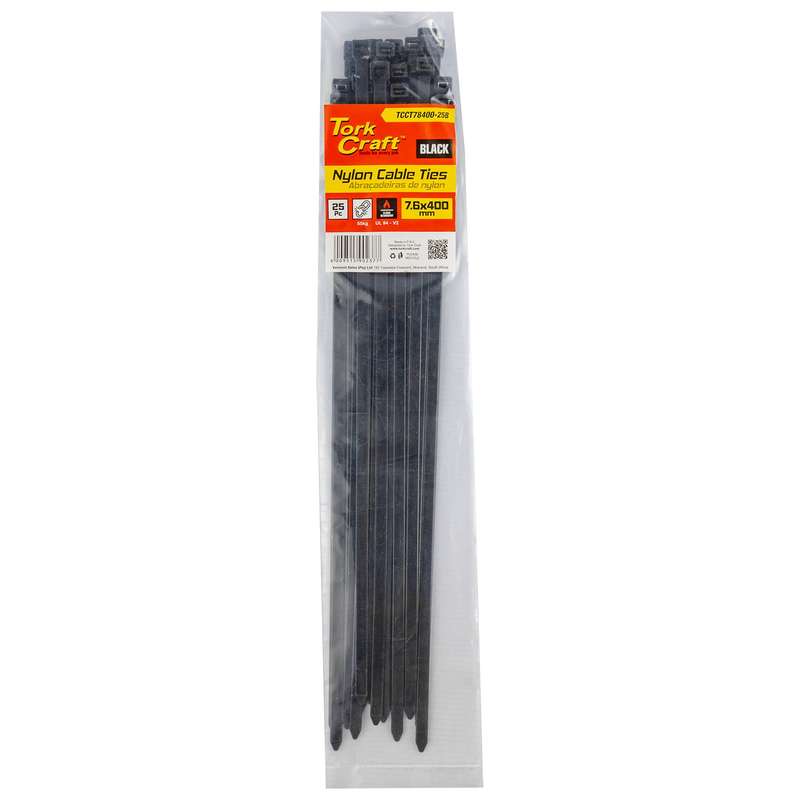Nylon Cable Ties 7.6 Mm X 400 Mm Black 25 Pc