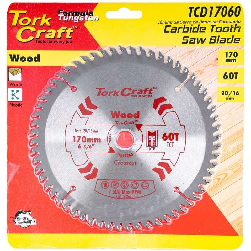 Blade Tct 170 X 60 T 20/16 General Purpose Cross Cut