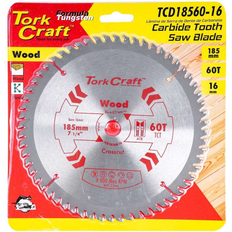 Blade Tct 185 X 60 T 16 Mm General Purpose Cross Cut