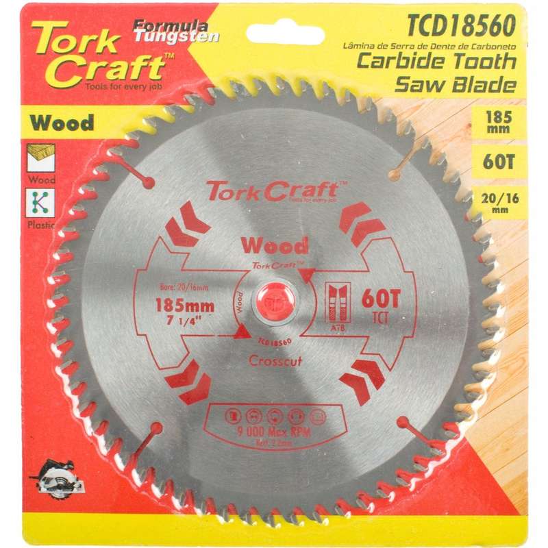 Blade Tct 185 X 60 T 20/16 General Purpose Cross Cut