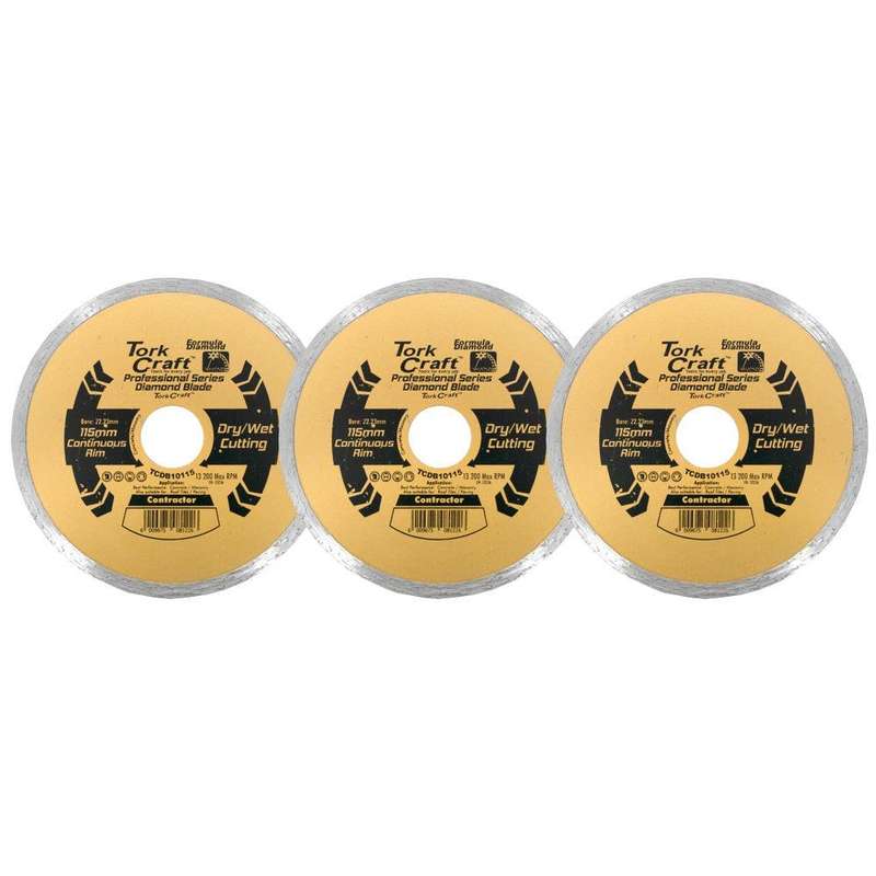 Diamond Blade 115 Mm Cont.Rim Profesional Bulk 3 Pack Shrink