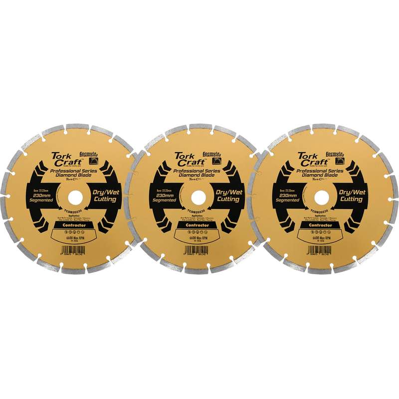 Diamond Blade 230 Mm Segmented Profesional Bulk 3 Pack Shrink