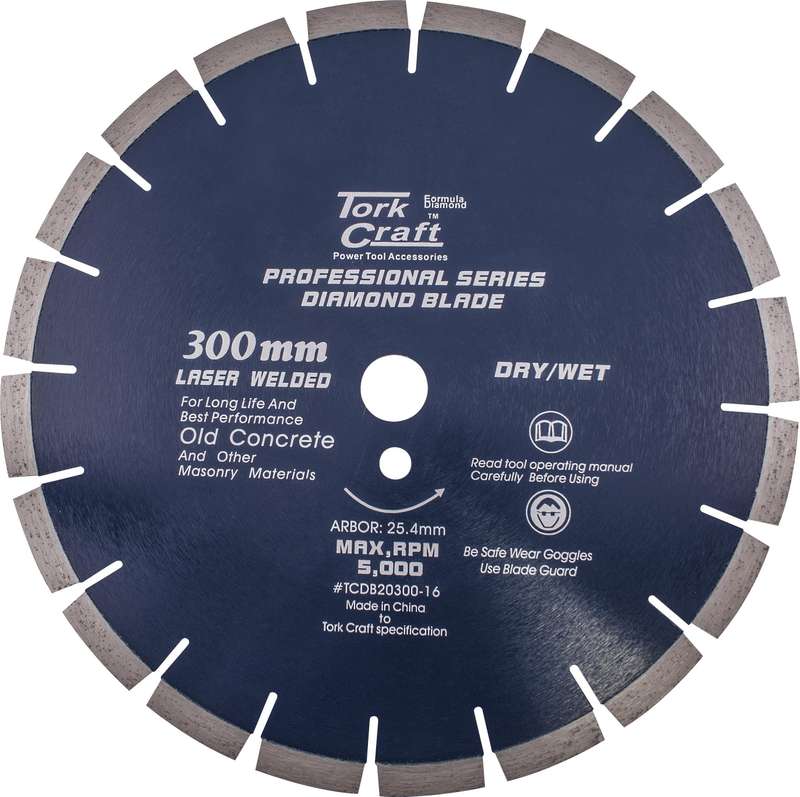 Diamond Blade 300 X 25.4 Mm Old Concrete Laser Welded Segmented