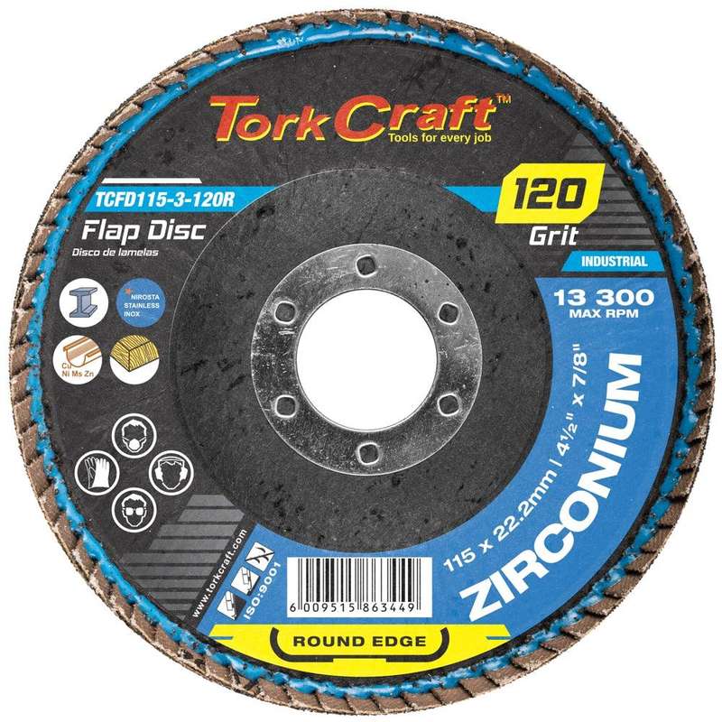 Flap Disc Round Edge Zirconium 115 Mm 120 Grit Flat