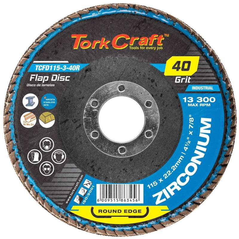 Flap Disc Round Edge Zirconium 115 Mm 40 Grit Flat
