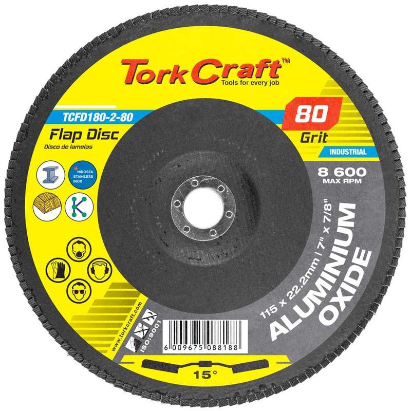 Flap Disc 180 Mm 15 Deg.Angle 80 Grit A/O