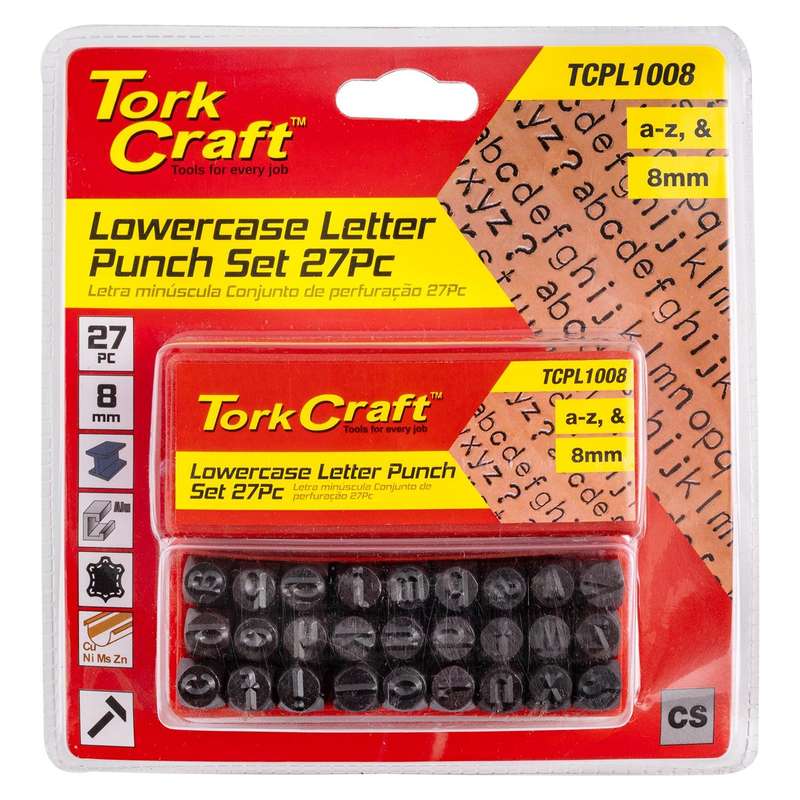 Letter Punch Set 8 Mm (A Z) Lower Case 27 Pc Black Finish