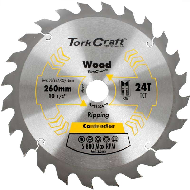 Blade Contractor 260 X 24 T 30/1/20/16 Circular Saw Tct