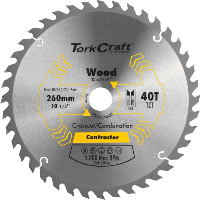 Blade Contractor 260 X 40 T 30/1/20/16 Circular Saw Tct