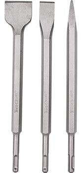 Sds Plus Chisel Set 3 Pce Pointed 14 Mm Flat 20 Mm Flat 40 Mm Tork Craft
