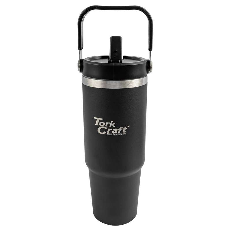 Tork Craft Stainless Steel Travel Tumbler C/W Straw Charcoal 800 Ml