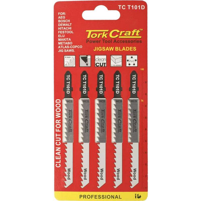 T Shank Jigsaw Blade For Wood 4 Mm 6 Tpi 100 Mm 5 Pc