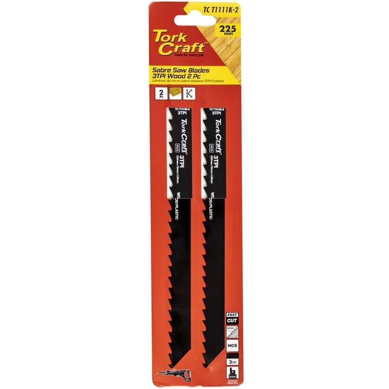 Sabre Saw Blade 225 X 8.5 Mm 3 Tpi Wood 2 Pc