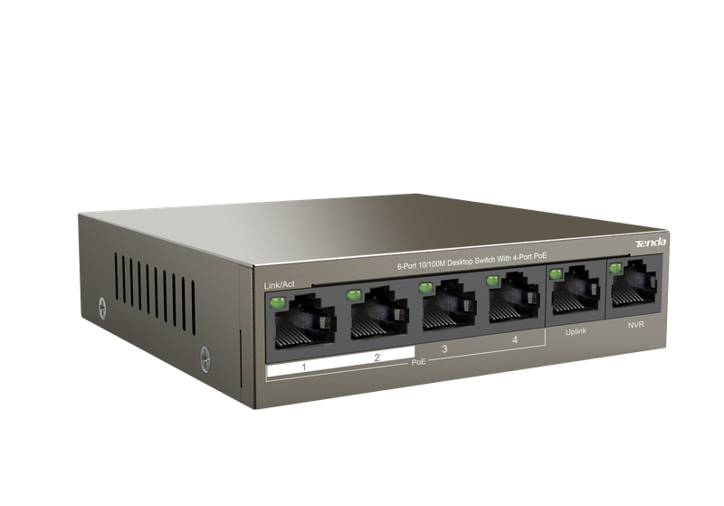 Tenda 6-Port 10/100M Desktop Switch With 4-Port PoE