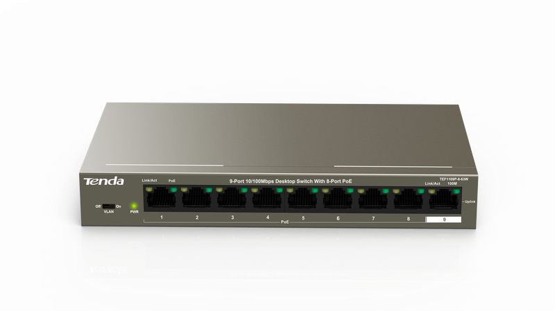 Tenda 9-Port 10/100Mbps Desktop Switch With 8-Port PoE