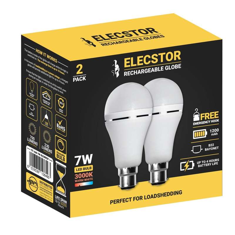 Elecstor B22 7 W Rechargeable Warm White